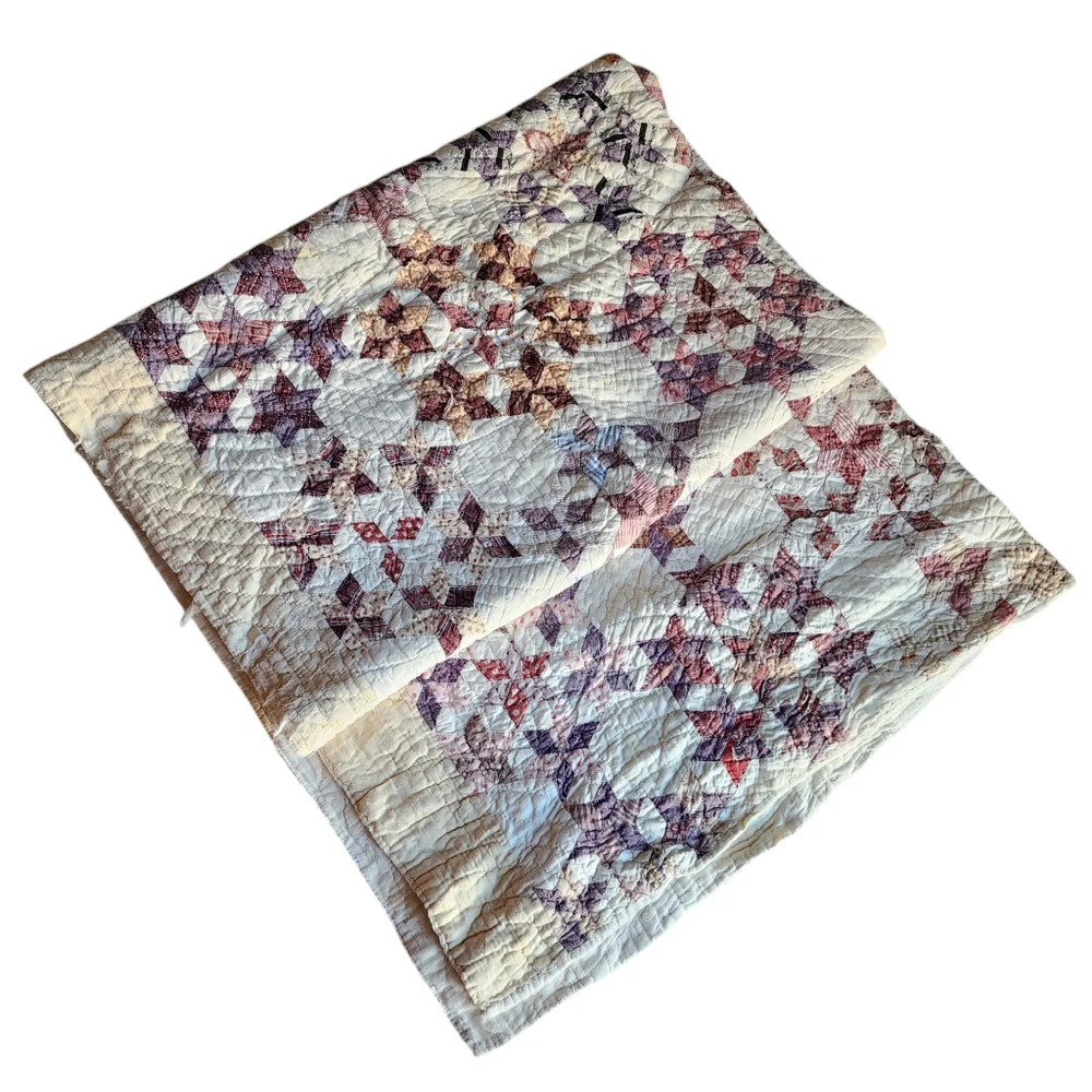 ANTIQUE Seven Sisters Baptist Circle‎ pattern handmade quilt 1880s